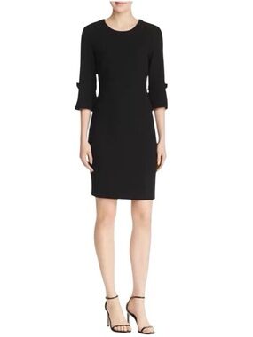 Karl Lagerfeld Black Long Sleeve Sheath Dress with Bow Cuff